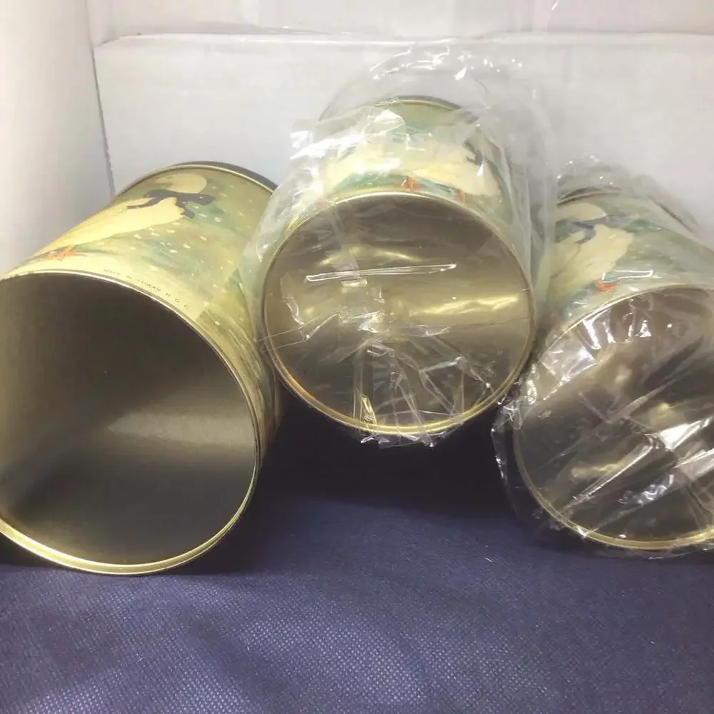 Vintage Nesting Metal Canister Set with Winter Geese and Blue Bows